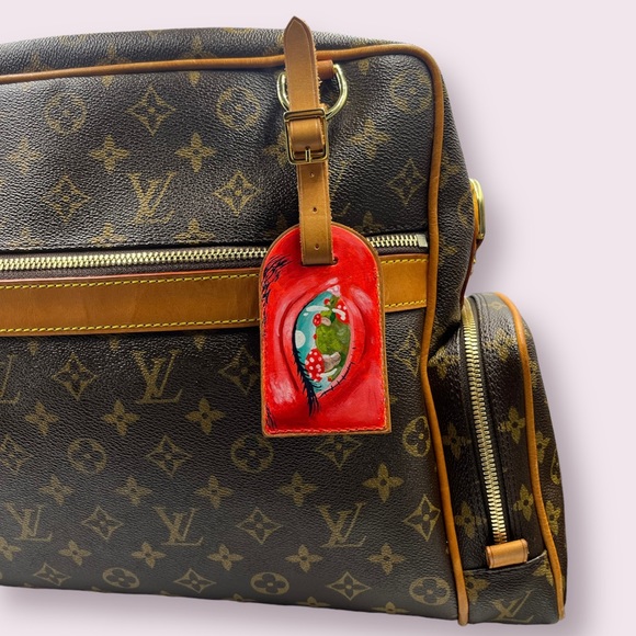 Hand Painted Vintage Louis Vuitton Leather Bag Tag /  Evil Eye 🧿 Talisman - Picture 3 of 11